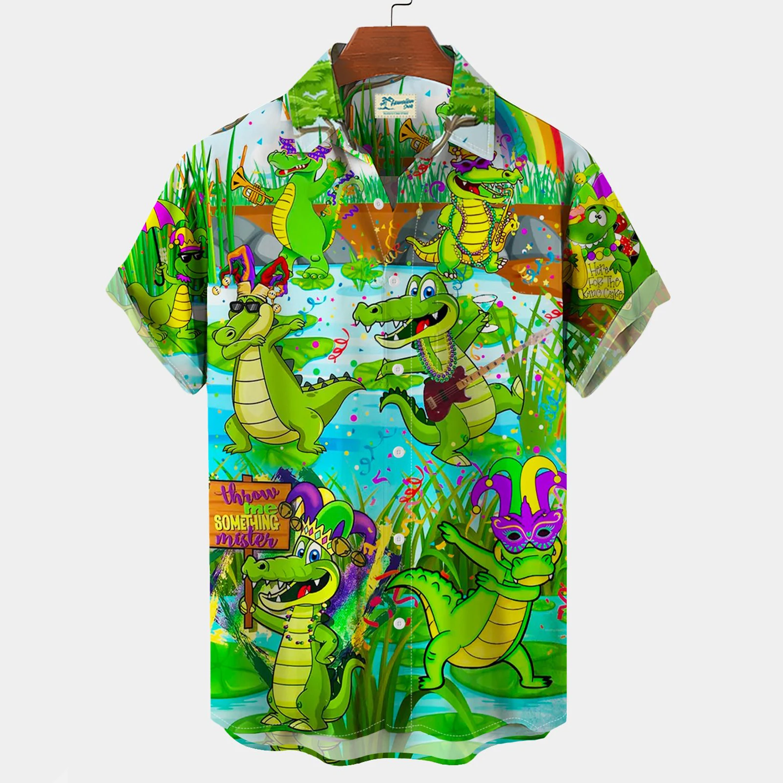 Hawaiian Shirt Fashion Lapel Summer New Short Sleeve Men's Shirt Cartoon Animal 3d Print Oversized Unisex Shirt Casual Clothing