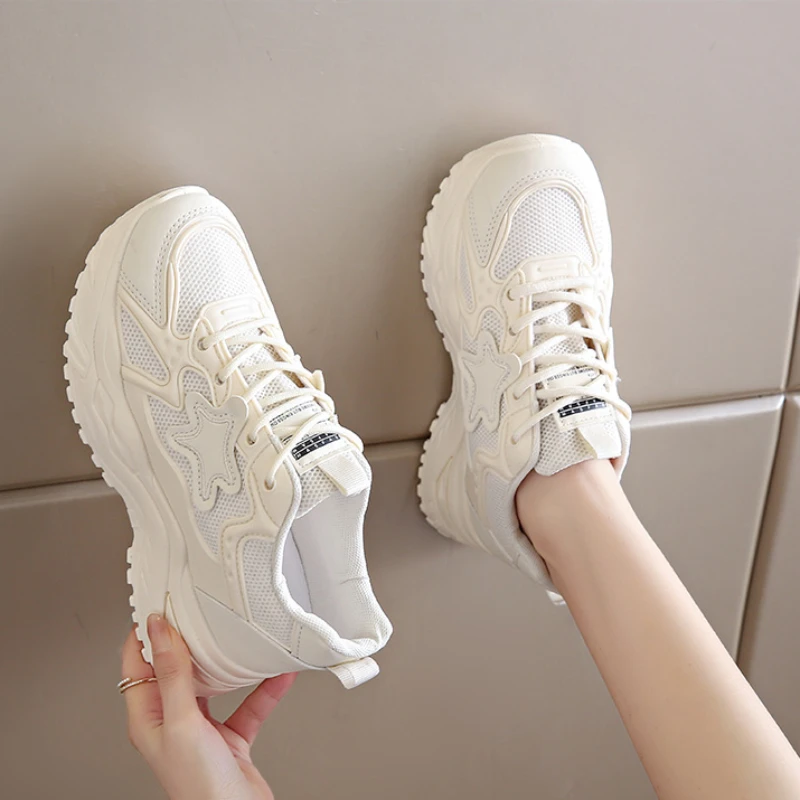 Женские сетчатые Туфли с круглым носком летние дышащие удобные спортивные туфли