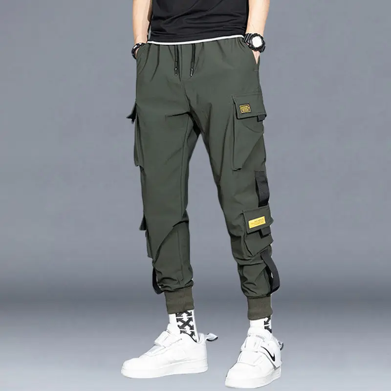 

Spring Men's Pants Korean Fashion Legged Casual Pants Work Loose Junior High School Overalls Nine Point Men Big Size 5-XL