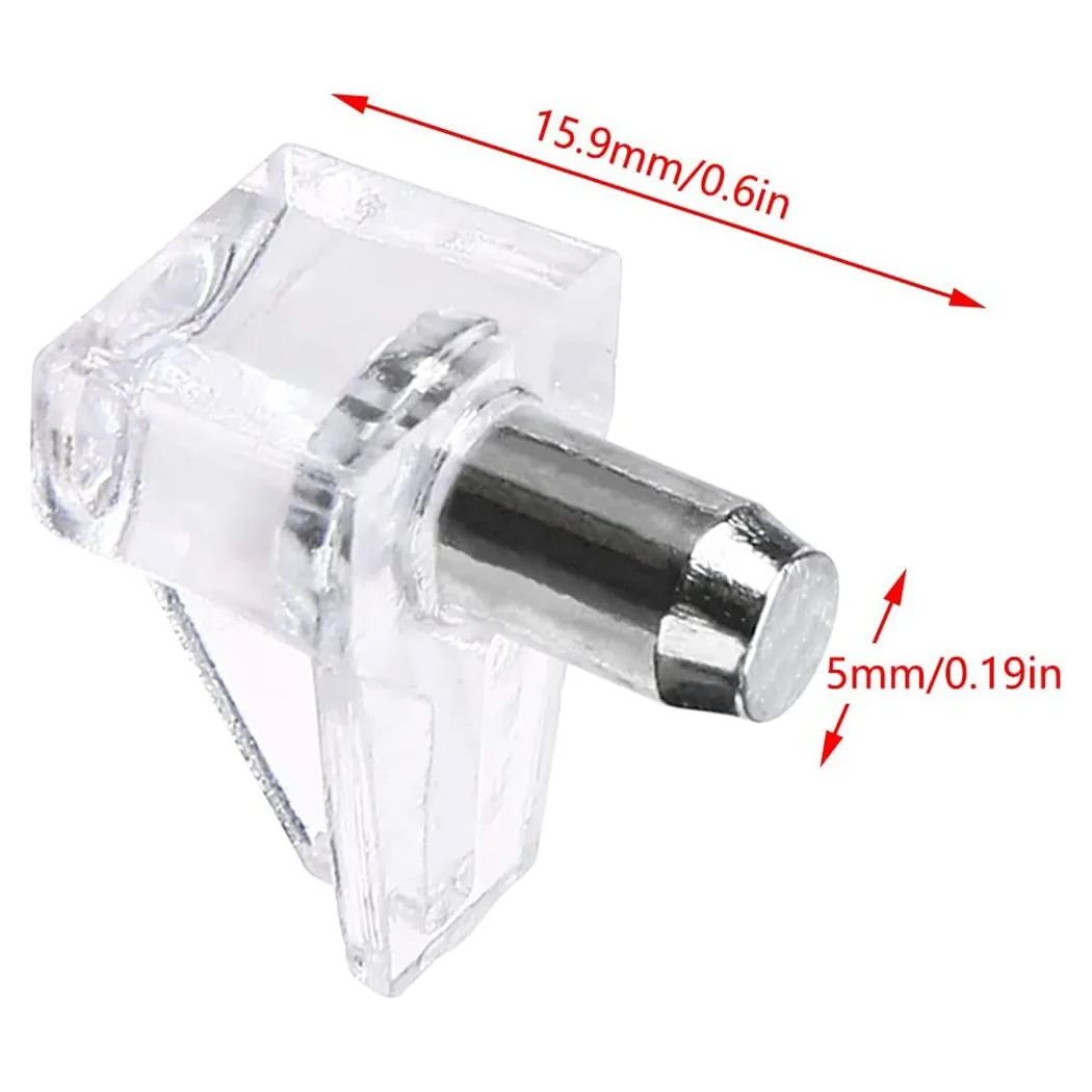 

50pcs Clear Kitchen Cabinet Shelf Supports Furniture Fittings Pegs / Studs With Metal Pin Light Weight Hardware Brackets