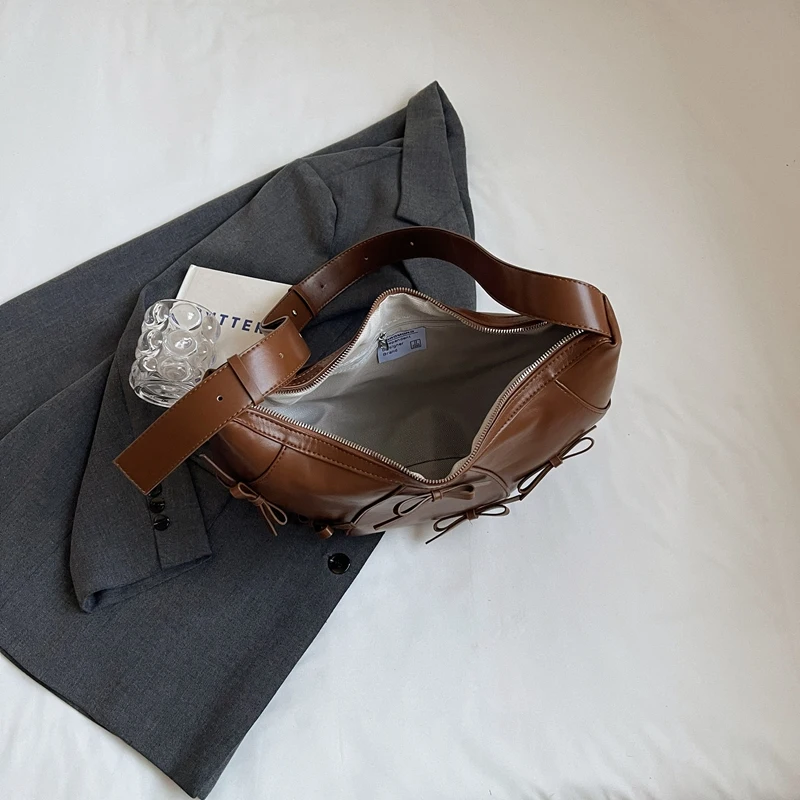 Женская модная сумка через плечо из искусственной кожи с бантом на молнии в форме