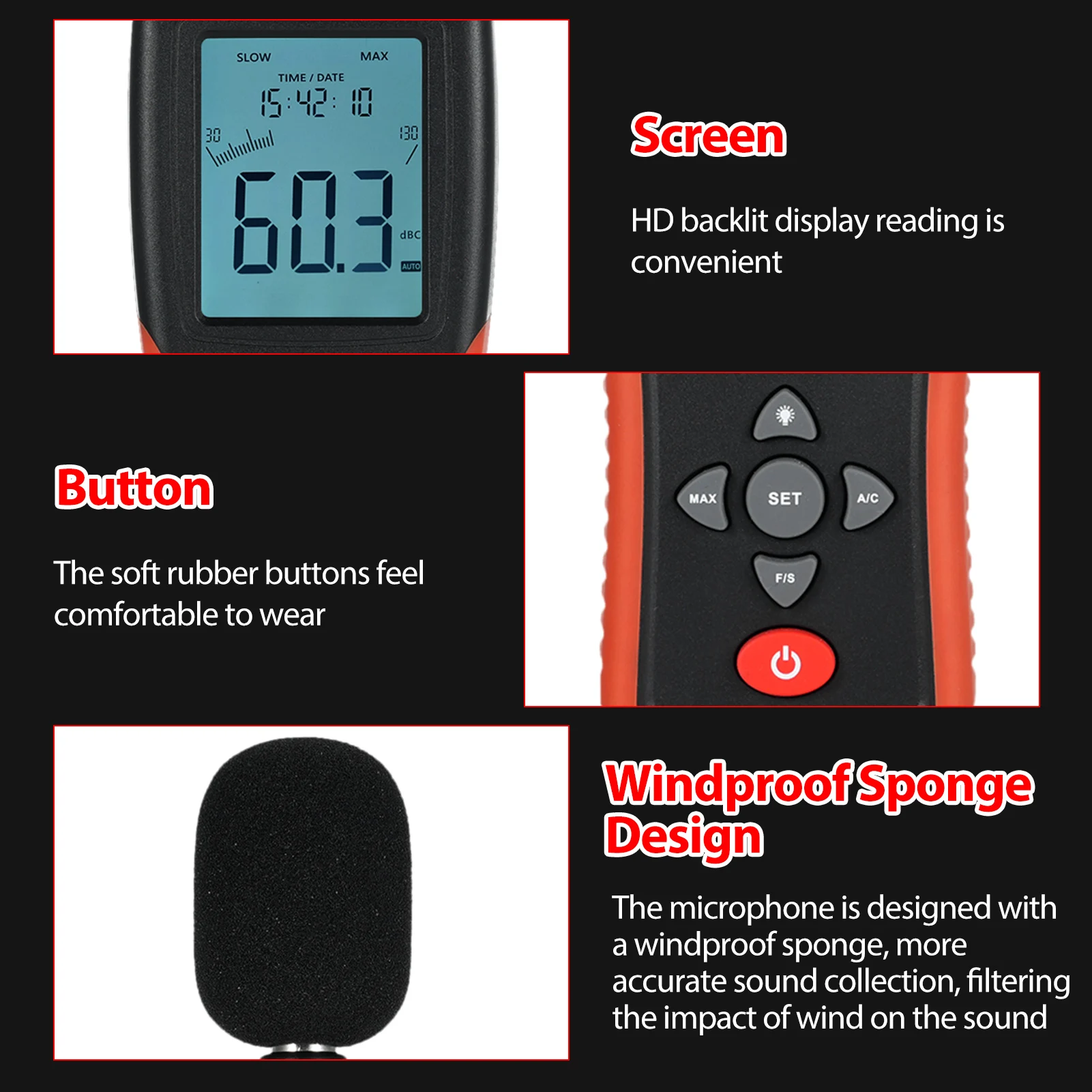 Устройство для измерения уровня звука 30 дБ до 130