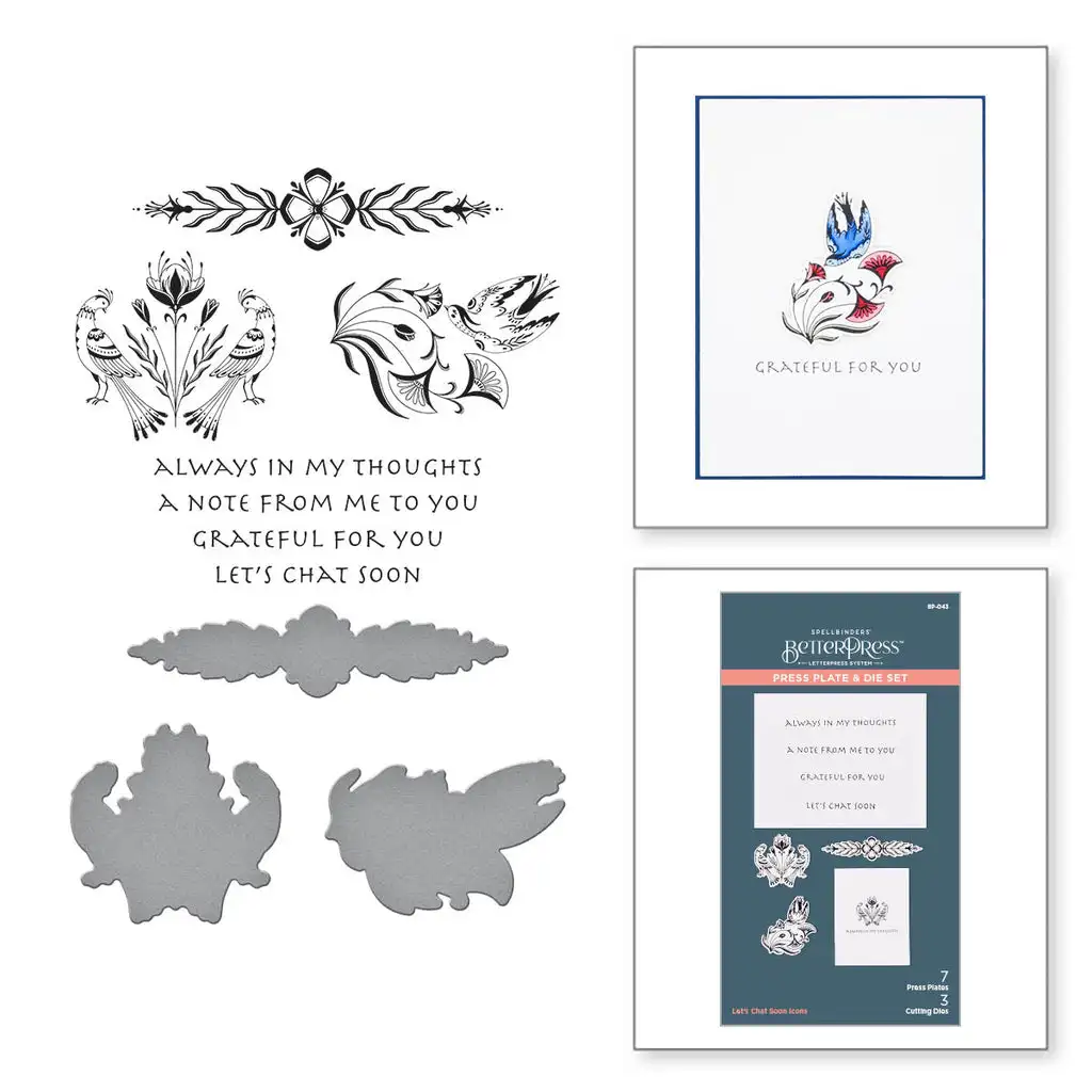 

2023 New LET'S CHAT SOON English Word and Bird Clear Stamps Metal Cutting Dies For Craft Making Paper Greeting Card Scrapbooking