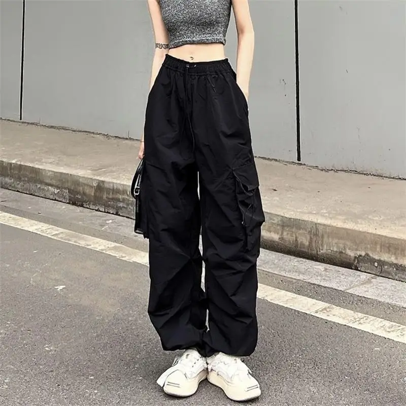 

Женские парашютные брюки Y2K, брюки-карго в стиле хиппи с карманами, широкие мешковатые длинные брюки унисекс в стиле Харадзюку