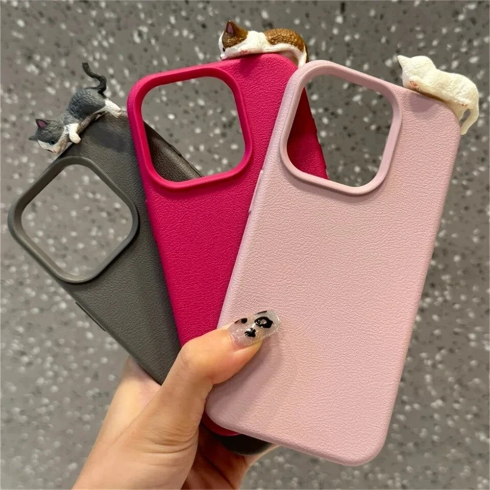 Фото Милый чехол с 3D котом личи для iPhone 16, 15, 13, 12, 11 Pro Max 14 Plus 13 mini X XR XS 7 8 SE2 Girl Ins, корейский мягкий чехол №2
