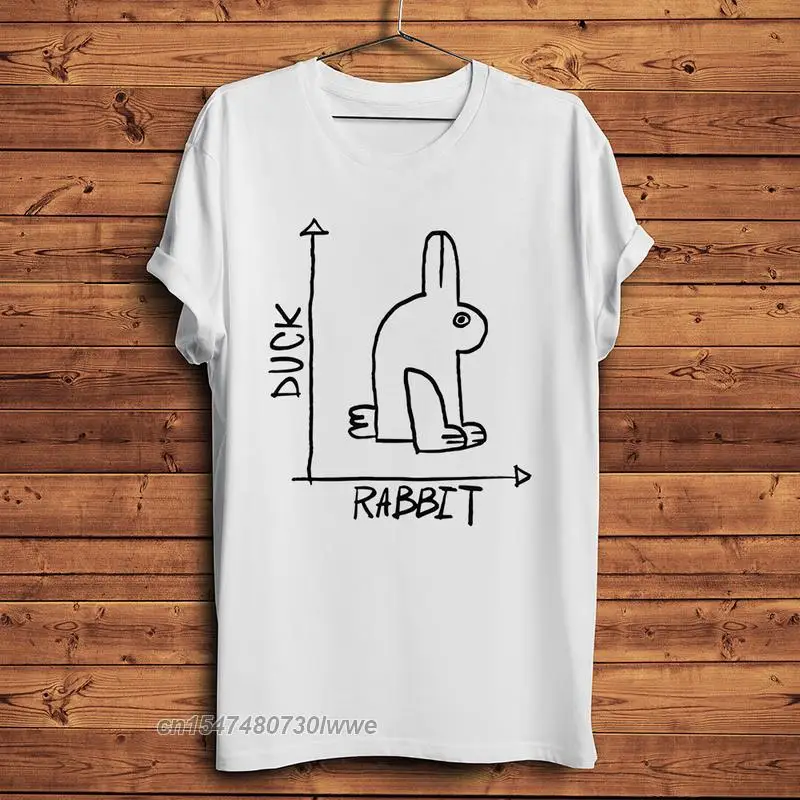 

Duck Rabbit Optical Illusion In Number Axis Funny Geek Tshirt Men White Casual T Shirt Unisex Kawaii Streetwear Tee