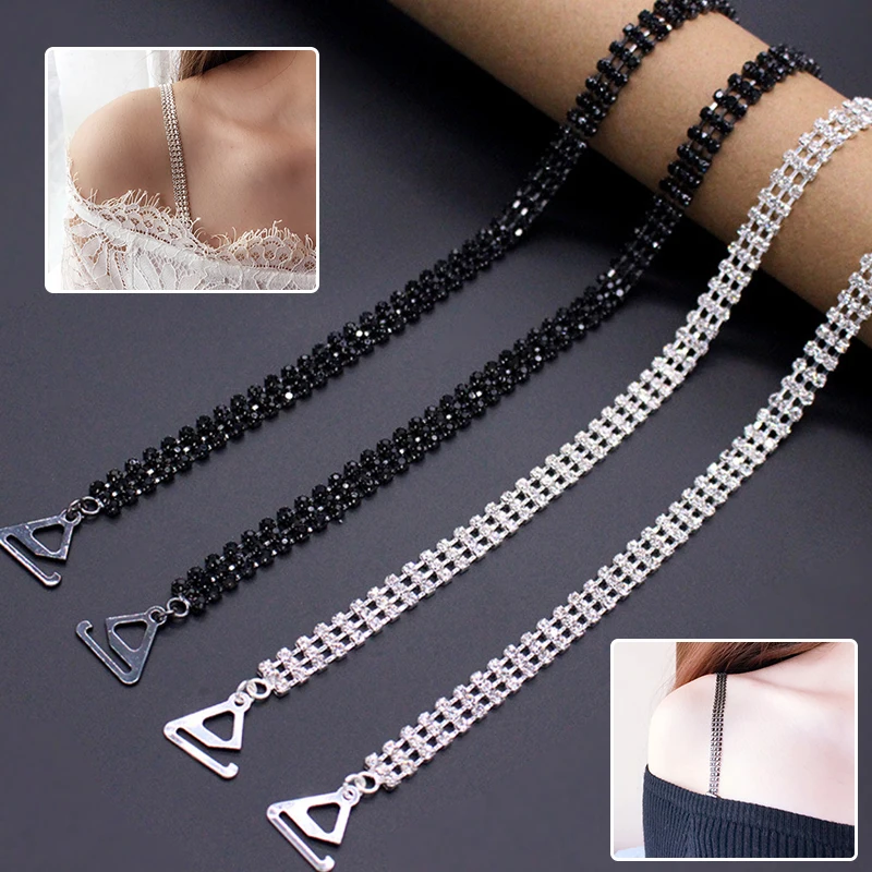 

Bra Shoulder Houlder Girdle Underwear Straps Lingerie Accessories Rhinestone Pearl Crystal Fashion Elegant Metallic Bra Straps