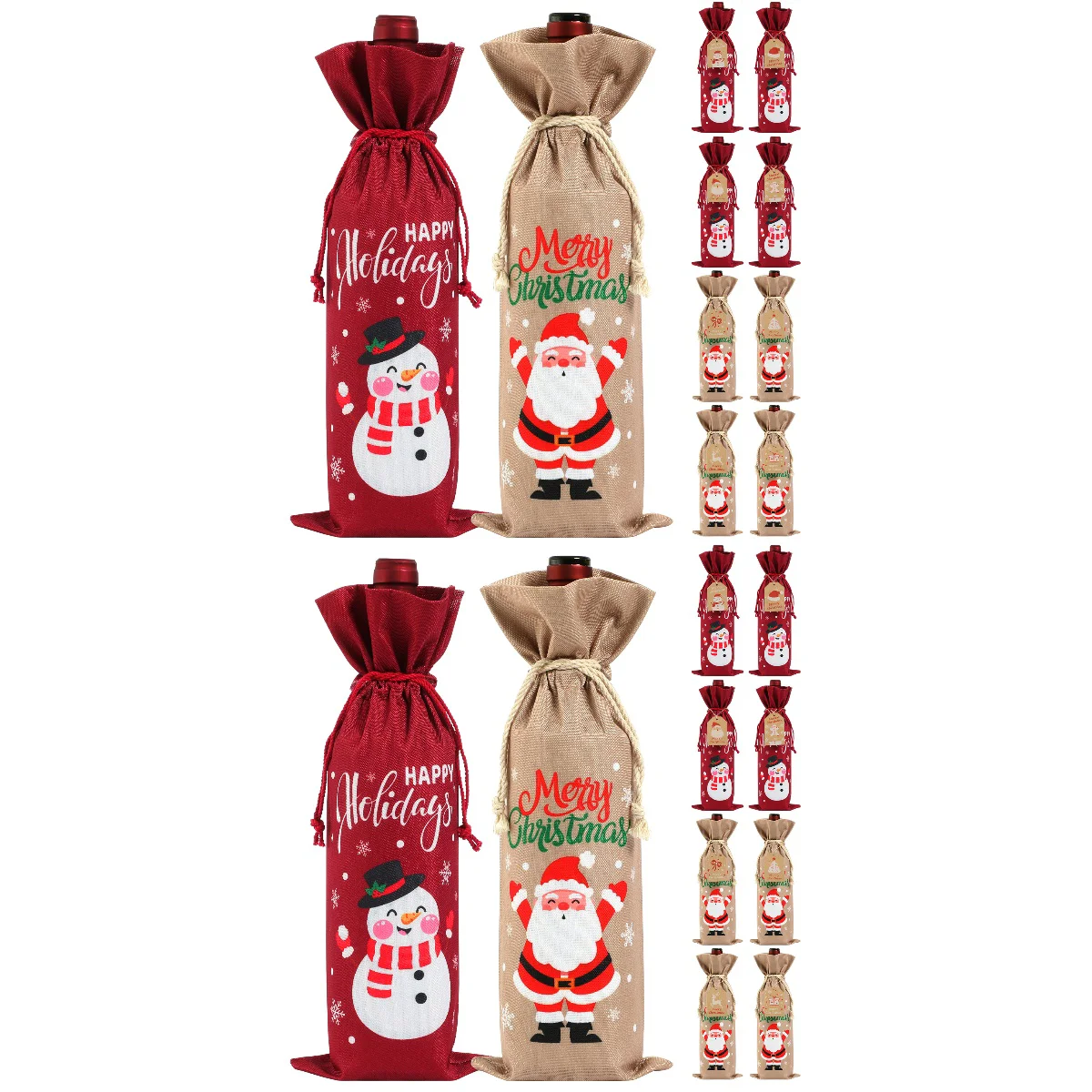 

Bottle Cover Gift Bags Bottles Drawstring Tags Carrier Burlap Christmas Gifts
