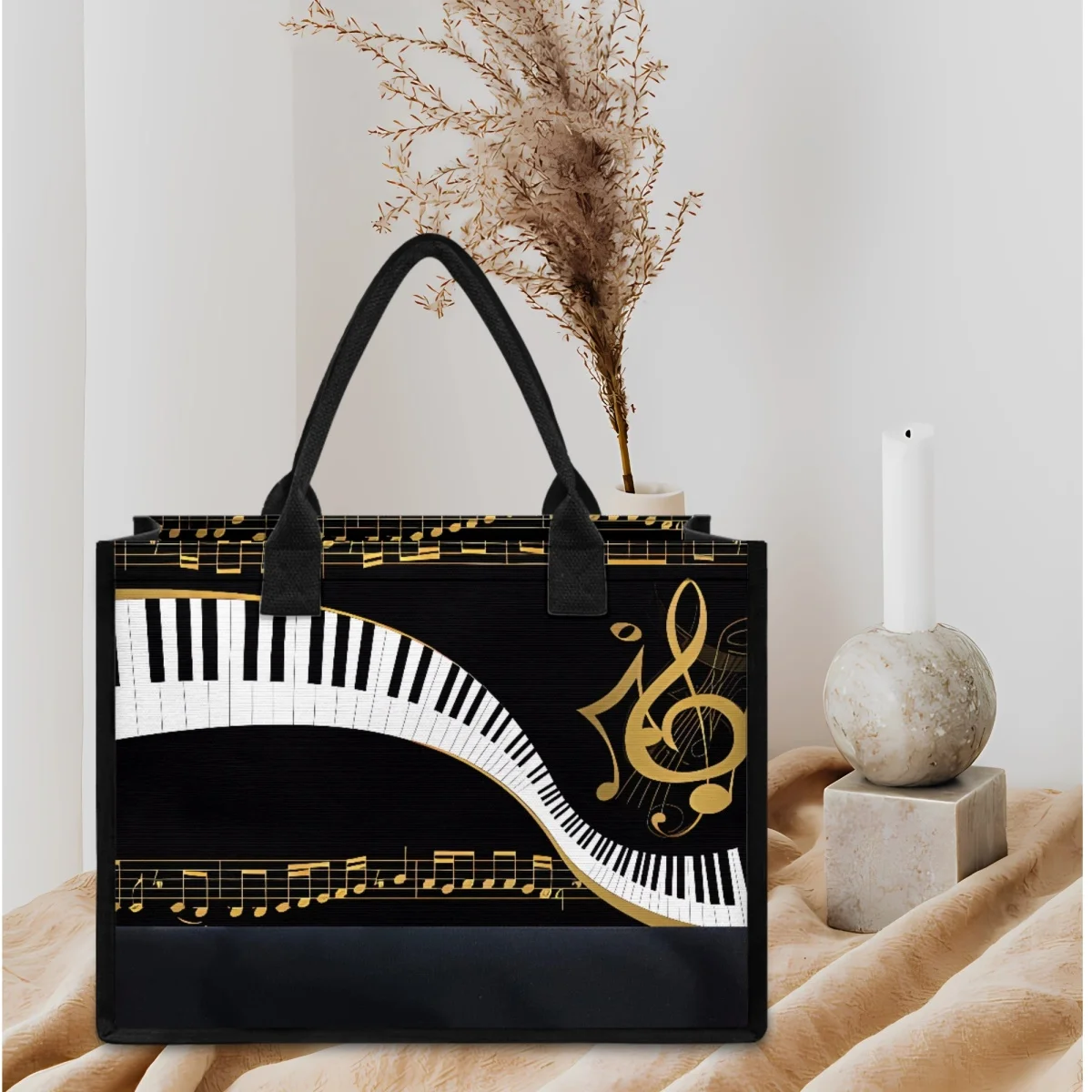 

Fashion Note Piano Brand Designer Shoulder Bag for Women Totes Large Capacity Storage Portable Female Shopping Handbags Beach