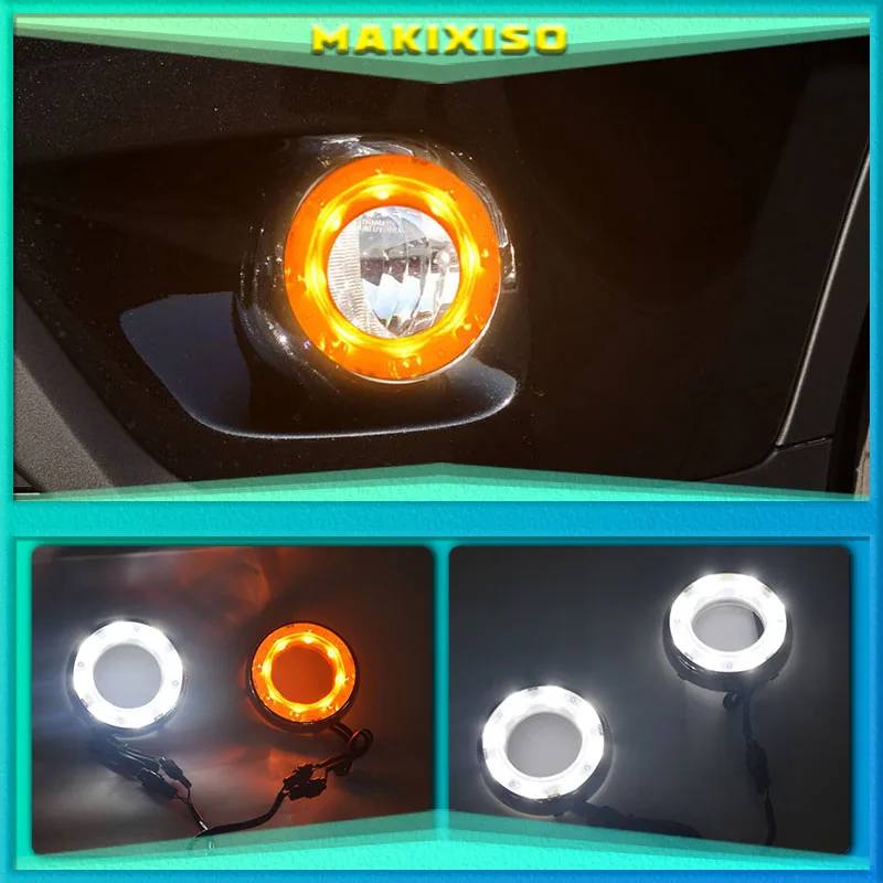 2 шт. для Toyota RAV4 2012 2013 Желтый поворотный сигнал Водонепроницаемый ABS 12 В Автомобильные светодиодные дневные ходовые огни с отверстием для противотуманной фары