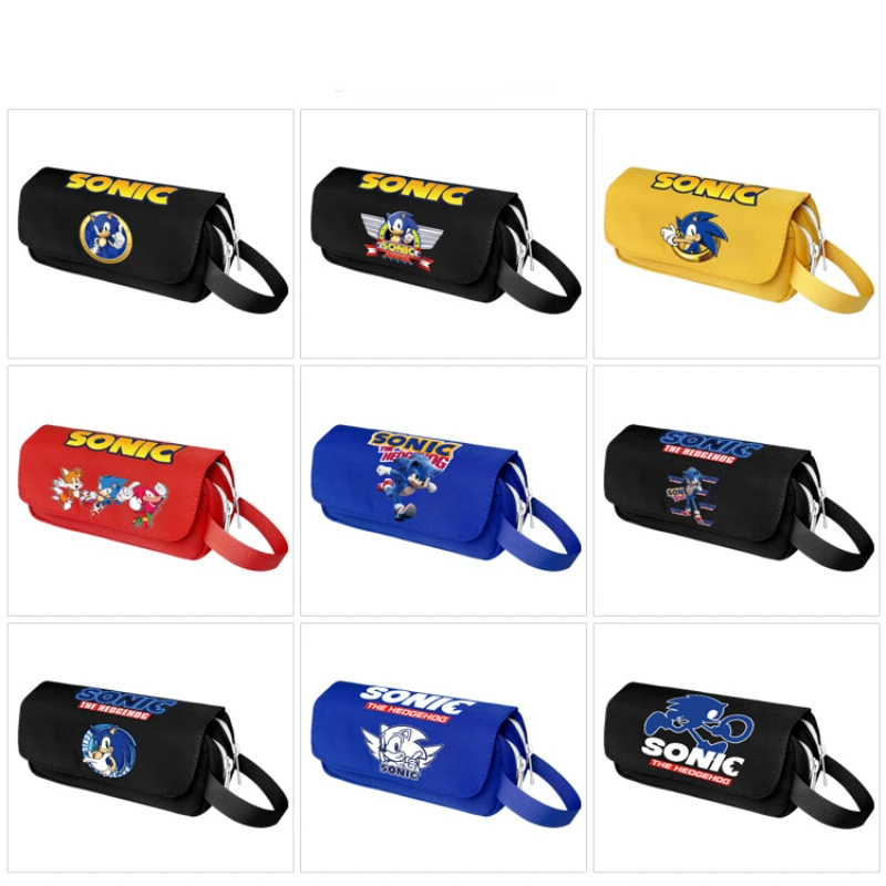 

Sonic Peripheral Waterproof Pencil Bag Cartoon Elementary and Middle School Students Large-Capacity Stationery Box Clutch Bag