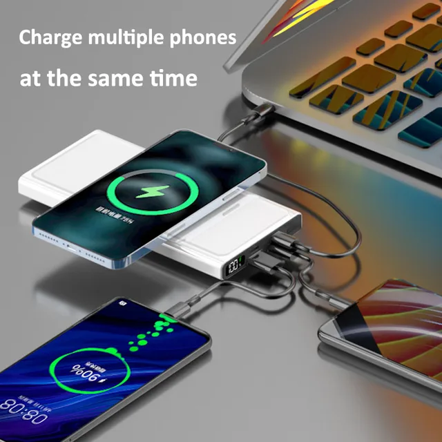 40W Wireless Super Fast Charging Power Bank Portable 20000mAh Charger Digital Display External Battery for iphone Xiaomi 4
