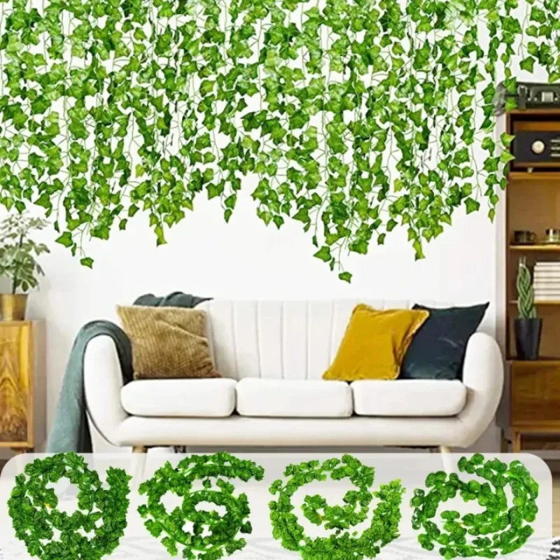 

Green Vine Artificial Plants Home Decor Hanging Fake Flowers Garland Leaves DIY For Wedding Party Room Garden Decoration Outdoor