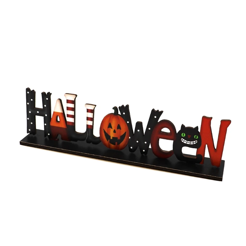 Halloween Letters Wooden Table Decoration Cartoon Pumpkin  B
