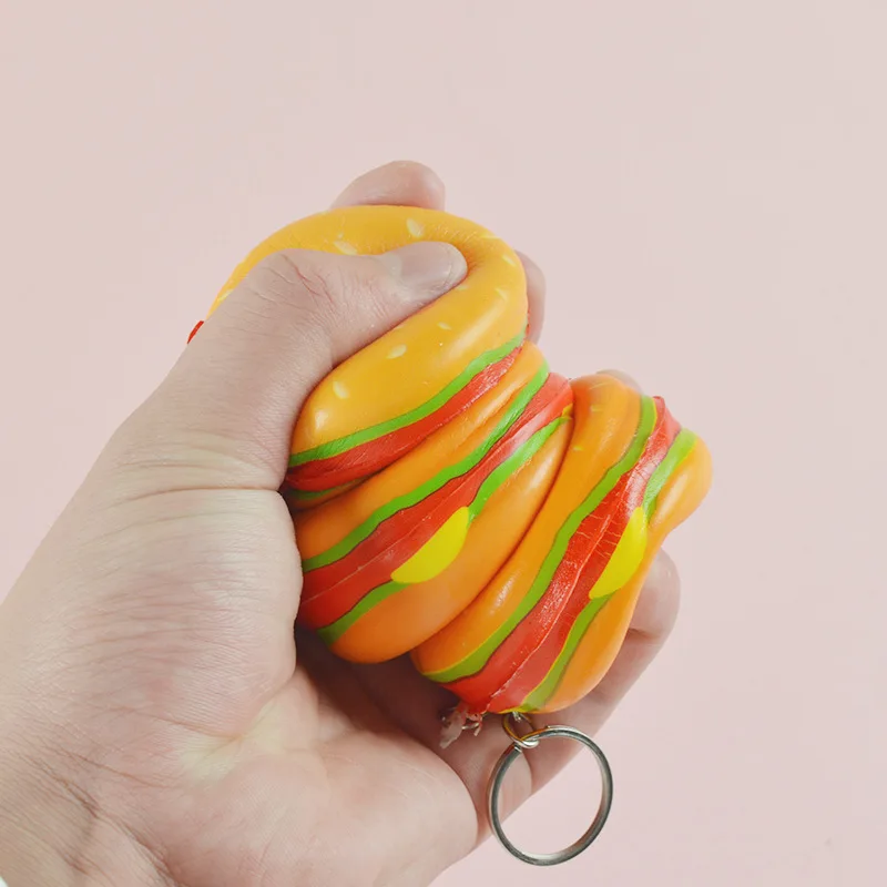 Cute Kawaii  Burger Squishy Donut Squishi Slow Rising Stress Relief Chips Squeeze Toys Keychain Charismas Gift images - 6