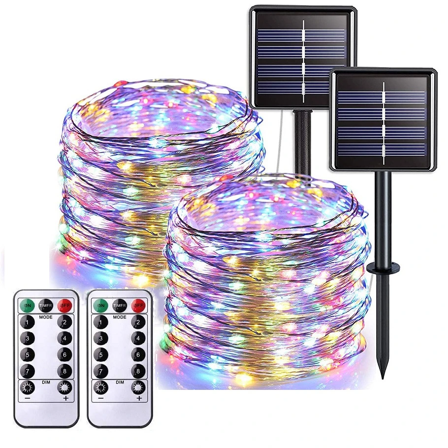 Led Solar String Lights 7-52M Multicolor Fairy Lights For Garden Party Festival Decoration Outdoor Waterproof Copper Wire Lamp