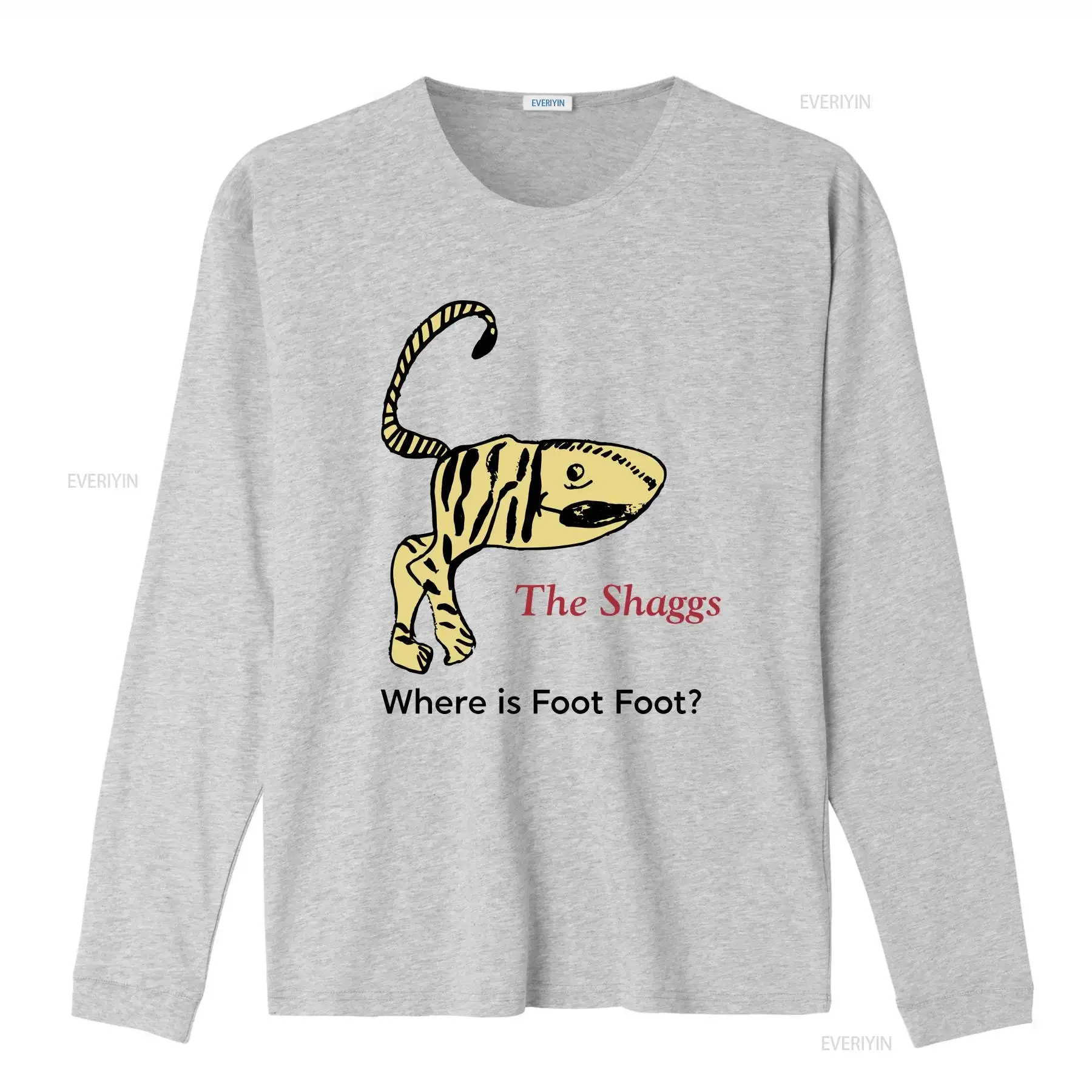 Фото Футболка The Shaggs Where Is Foot, все размеры от S до 5XL, LL776, винтажная, с эффектом потертости, универсальный топ для повседневной носки, стильная мужская модель, слегка свободного кроя. №4