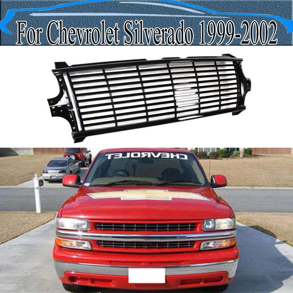 

For Chevrolet Silverado 1999-2002 Front Bumper Grill Hood Grille Auto Racing Car Grills High Quality Direct Replacement Grille