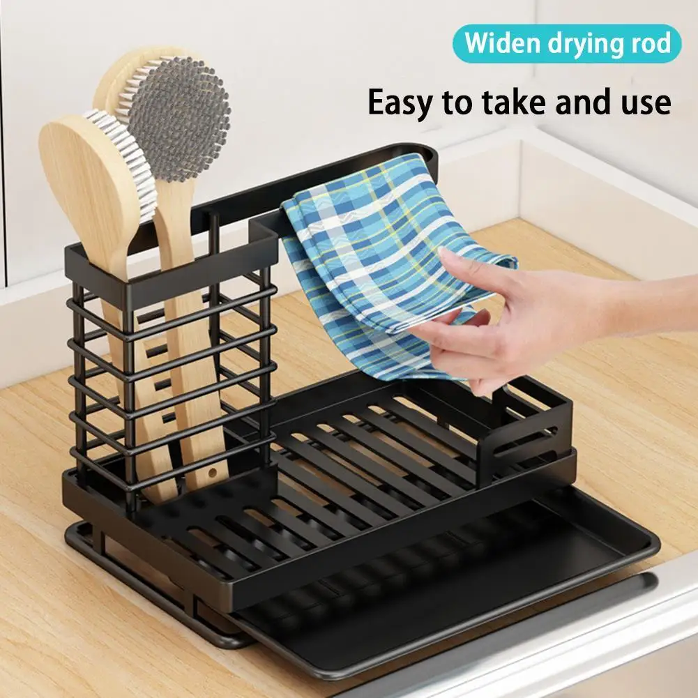 

Kitchen Sink Caddy Sponge Holder With Drainer Counter Brush Drying Organizer Black Storage Rack Shelf Dishcloth Hanger Orga K7f0