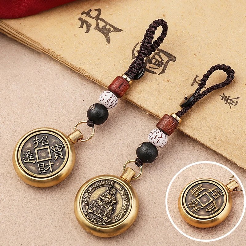 

Vintage Copper Lucky Rope Keychain Pendant Brass Zodiac Buddha Car Keychain Eight Great Gods Bodhisattva Car Key Chain Pendants