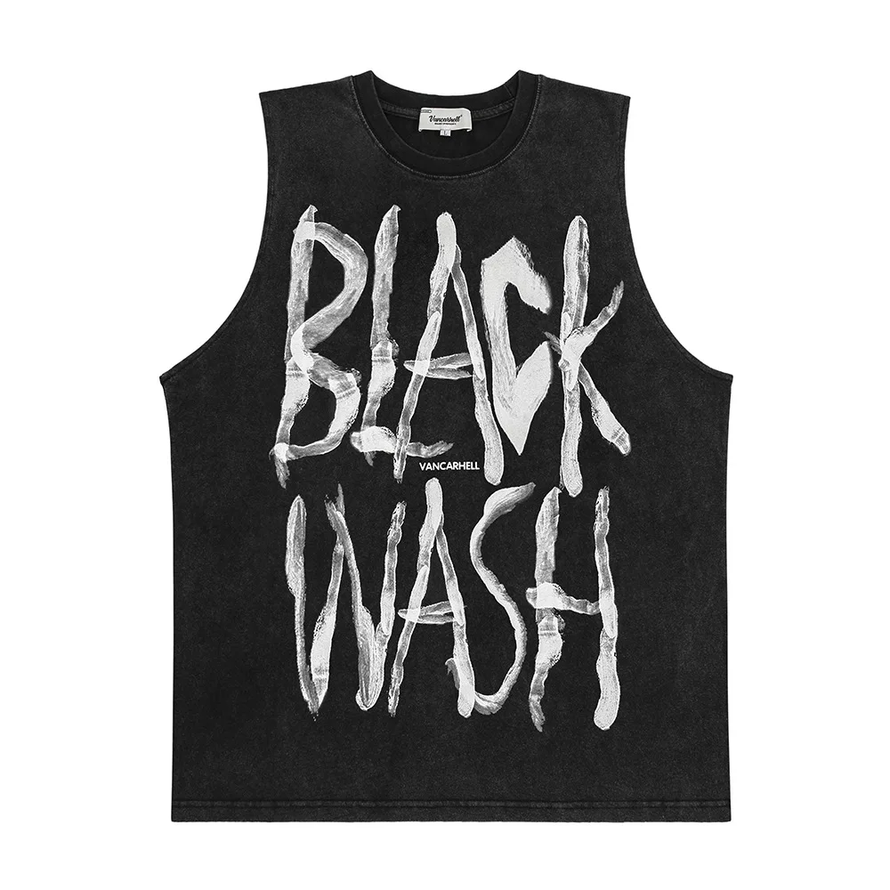 

Washed Distressed Sleeveless T-shirt Tank Top Men Gym Clothing High Quality Sleeveless Top Men VANCARHELL