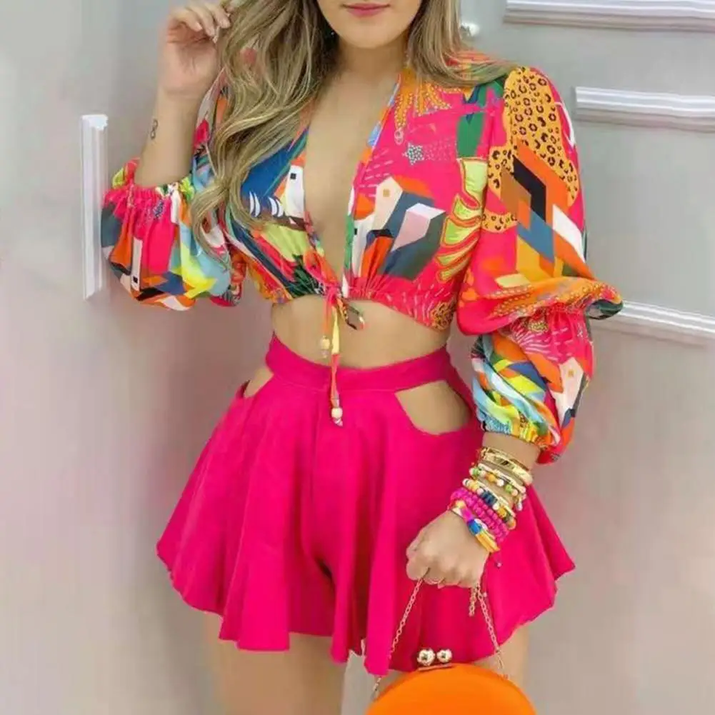 2 шт./комплект женские летние шорты с глубоким V-образным вырезом |