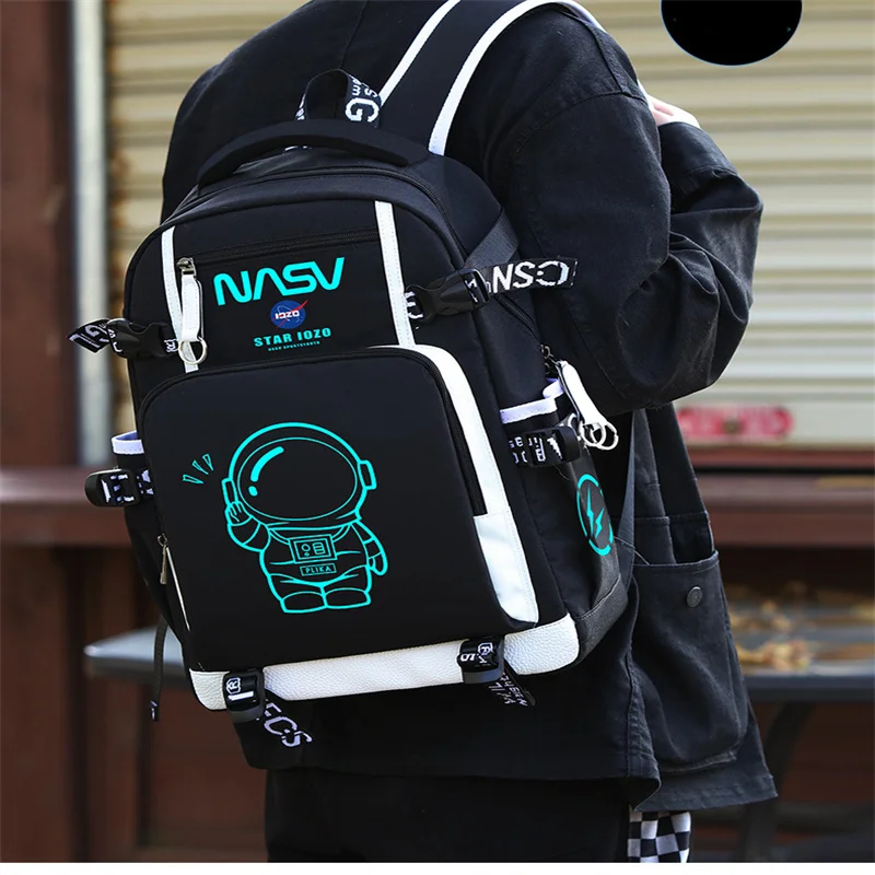MRLD Kids Schoolbag High Capacity Waterproof  Backpack School Bags For Teenage Boys Student Astronaut Luminous Book Bag