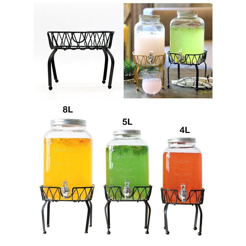 

Metal Organizer Round Stand for Jars Cans Home Kitchen Container Drink Dispenser Holder Basket Juice Tea Dispenser Stand
