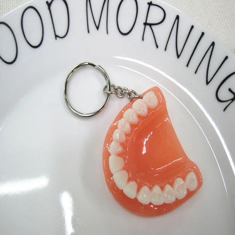 

Funny Denture Keychain Key Ring Creative Artificial Denture Key Ring Resin Denture Earrings With Pendants