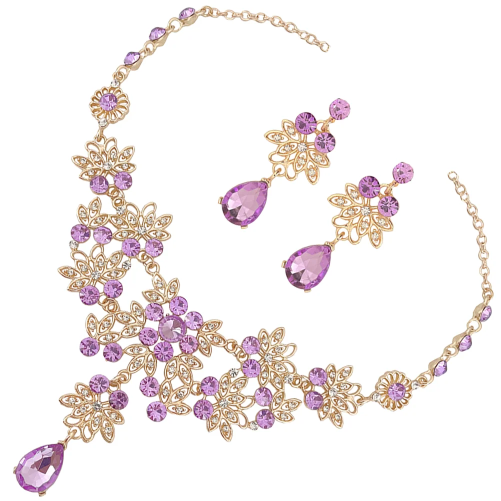 

1 Set Wedding Bridal Teardrop Dangle Earrings Necklace Wedding Dress Accessories