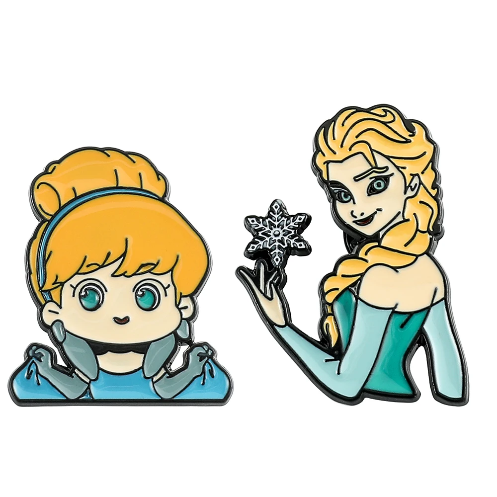 

Anime Frozen Enamel Lapel Pins Cartoon Cinderella Elsa Brooches Cute Disney Princess Metal Badges for Women Dress Accessories