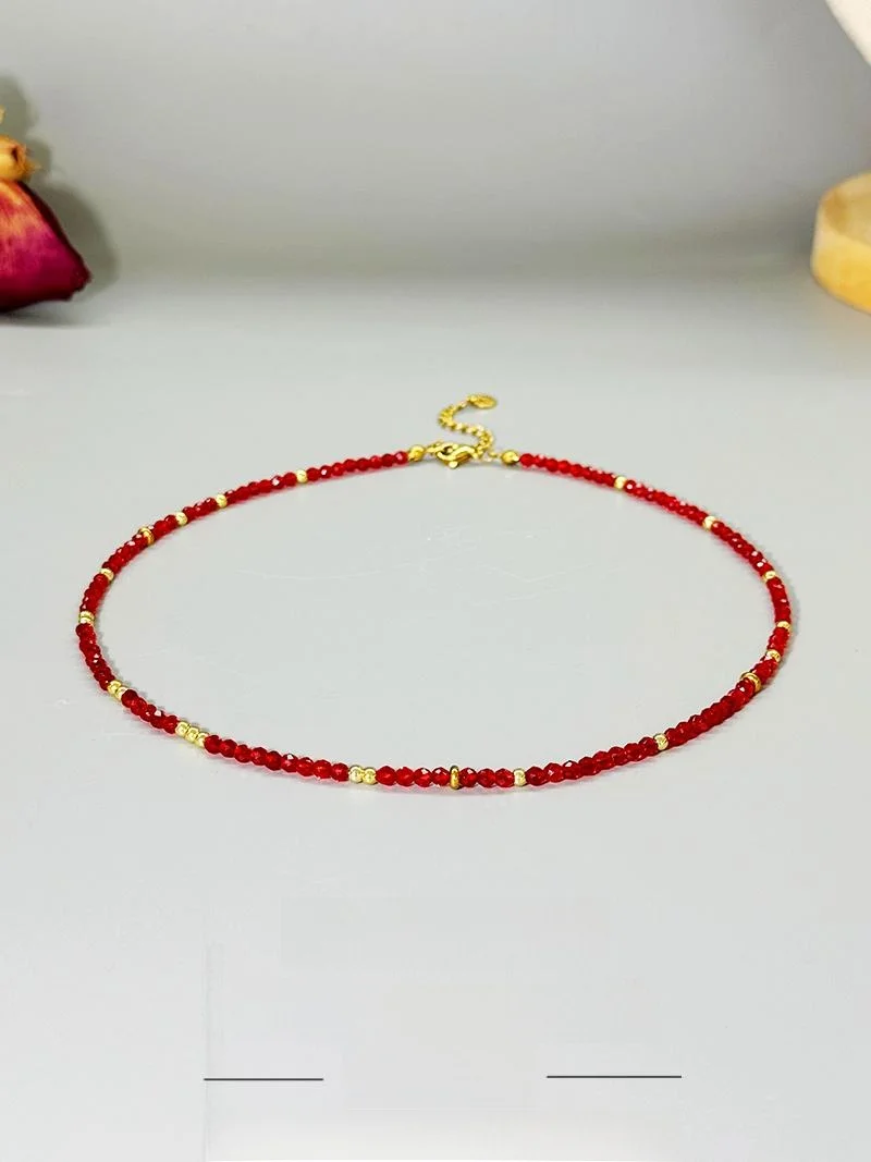 Не выцветающий цветок и молодой Jinchen Same Sle красная шпинель ожерелье из бисера