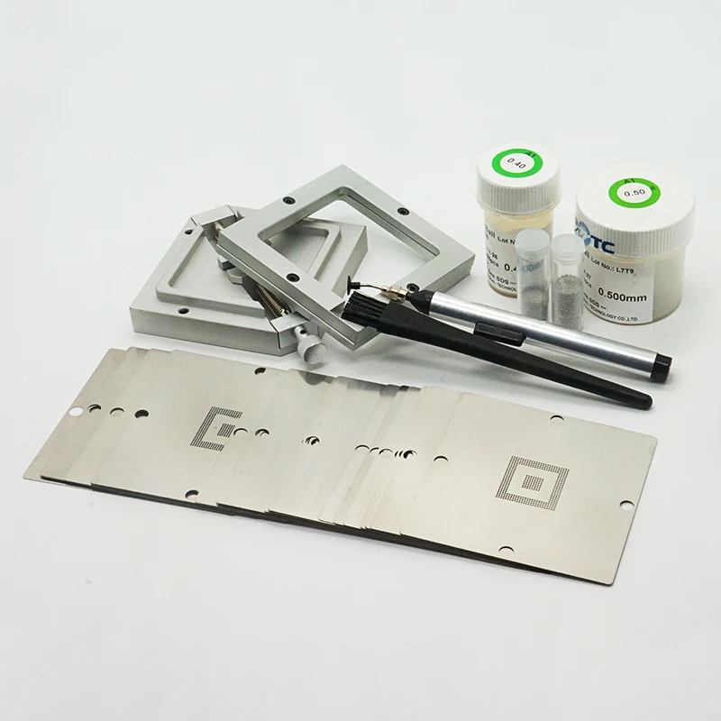 10pcs Universal 90mm Bga Stencil Kit with Vacuum Suction Pen-FFQ-939 BGA Reworking Tools for PCB Repairing