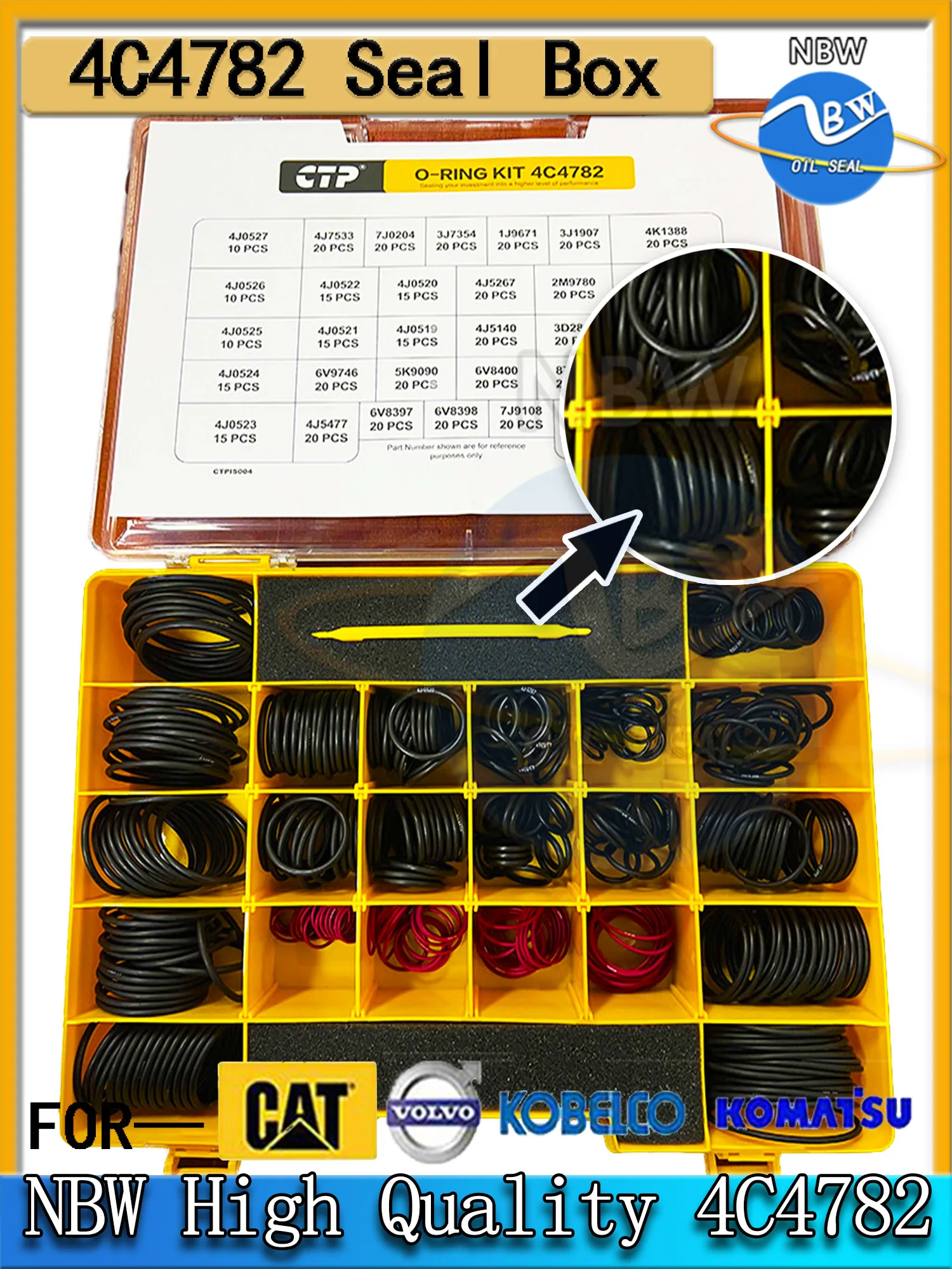 

4C-4782 Seal Hydraulic , Nitrile 90 ,For Caterpillar Excavator 2701528 4C4782 O Ring Kit High quality Repair Kit Rubber Gaske