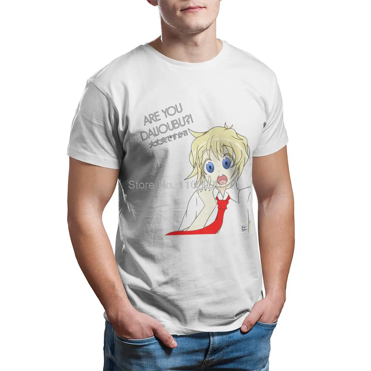 

Мужская футболка Are You Daijoubu, парные принты, подходящие милые мужские хлопковые бриллианты в стиле Харадзюку
