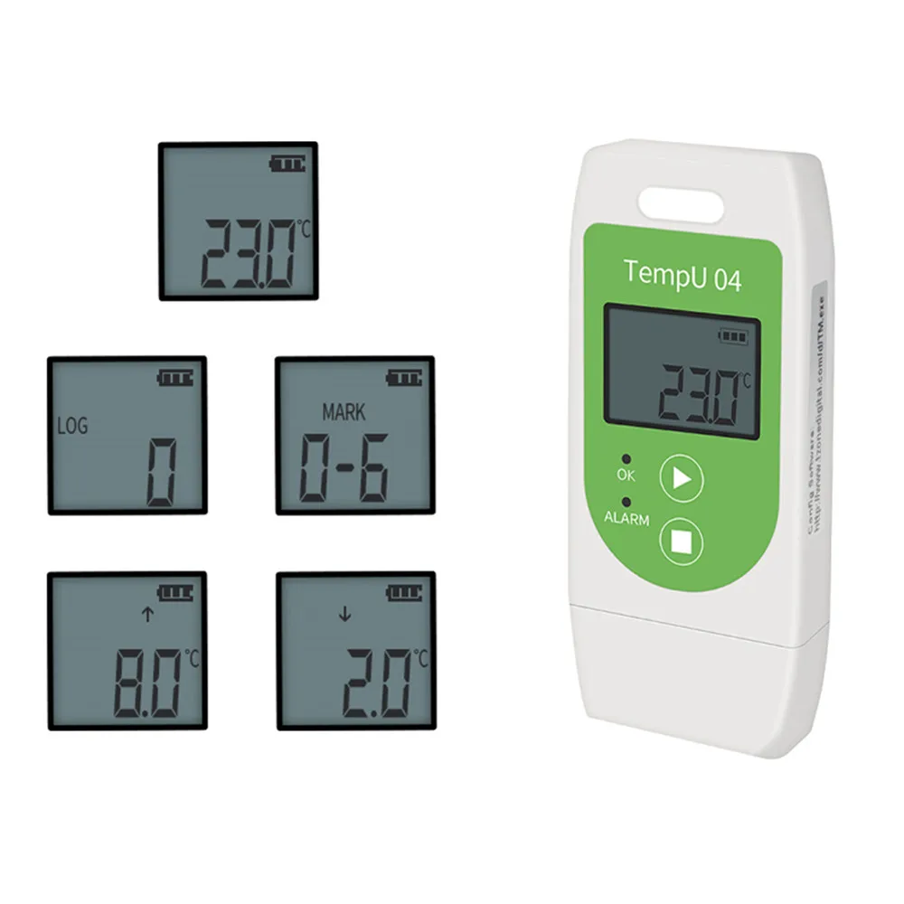 

TempU03 TempU04 USB-регистратор Данных О Температуре, 32000-точечный Цифровой PDF-отчет, Регистратор Температуры Влаги