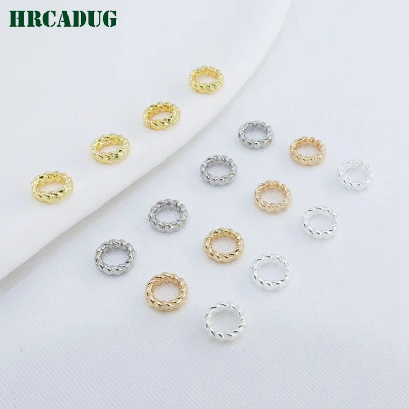 Wholesale 5.7mm Close Ring 18K Gold-Plated Twist Jump Rings DIY Handmade Jewelry Making Accessories Supplies Component Findings