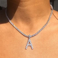 fashion alphabet rhinestone pendant necklaces for women creative clavicle chain necklace new design jewelry gift