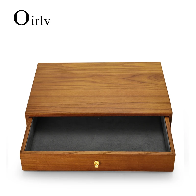 Oirlv 2021 Newly Wooden Jewelry Organizer Case Drawer Type Dust-proof Bangle Ring Necklace Storage Box with Microfiber