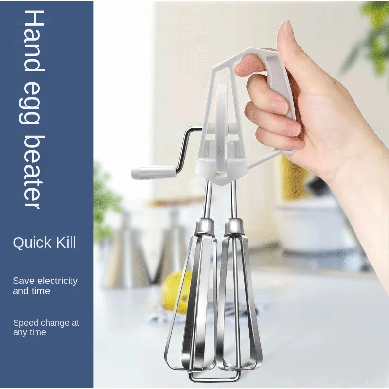 

Home Kitchen Stainless Steel Hand Mixer Fast Semi-automatic Egg Beater and Noodle Tool Household Beater Baking Tool Whisk