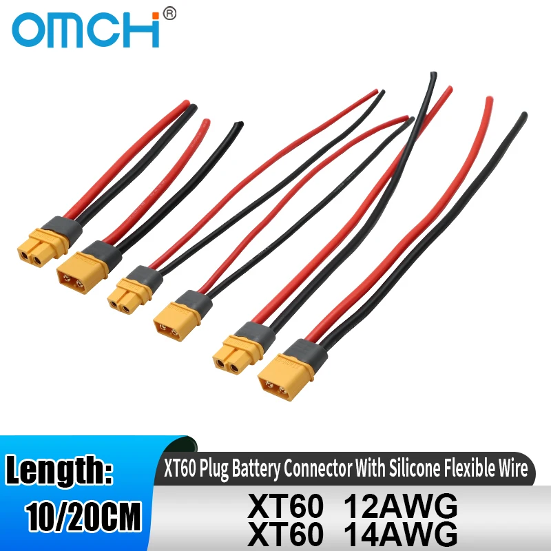 Фото OMCH XT60 Мужской Женский Разъем Батареи С Силиконовым Проводом 12/14AWG Кабелем Для RC Самолета Lipo Батарея Дрон Автомобиль №1