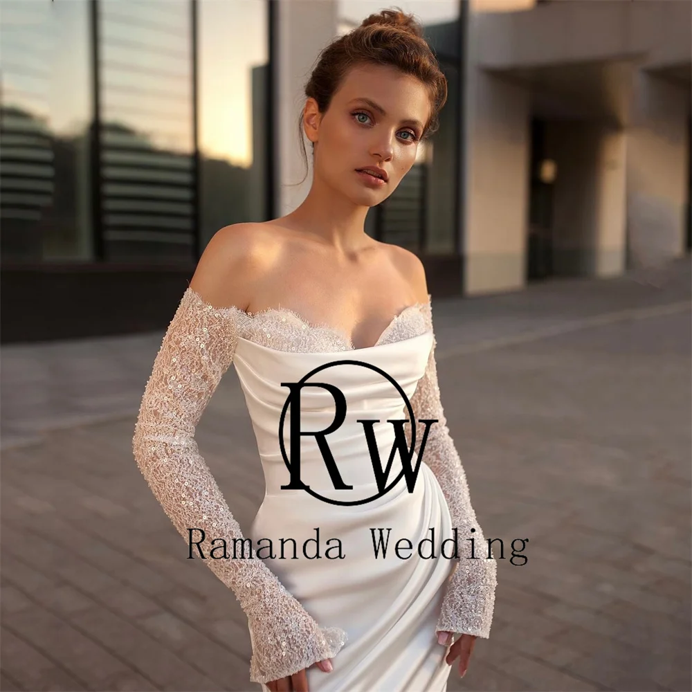 Ramanda Милое свадебное платье русалки с длинными рукавами женское 2021 кружевное