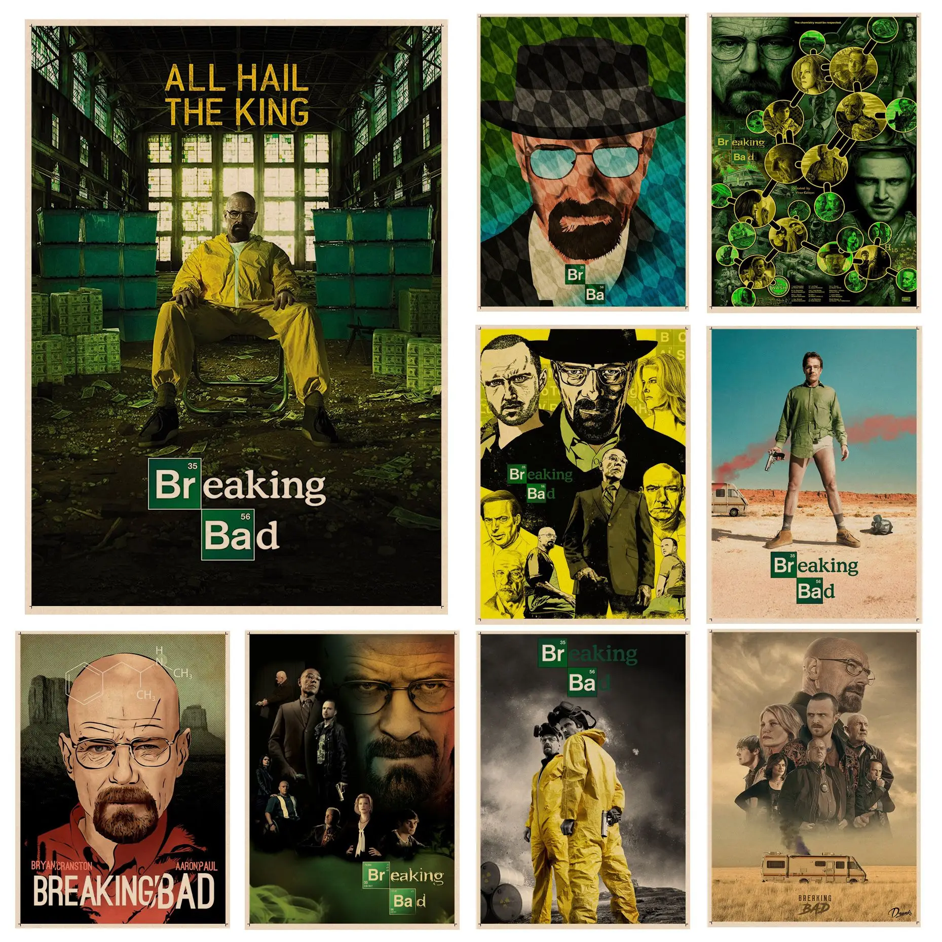 

Breaking Bad Anime Posters Kraft Paper Prints and Posters Aesthetic Art Wall Painting