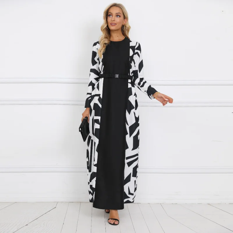 Muslim Dress Robe Femme Musulmane 2022 New Splicing Printing Elegant  Fashion Abayas for Women Vestidos Arabes Dubai Y Turcos