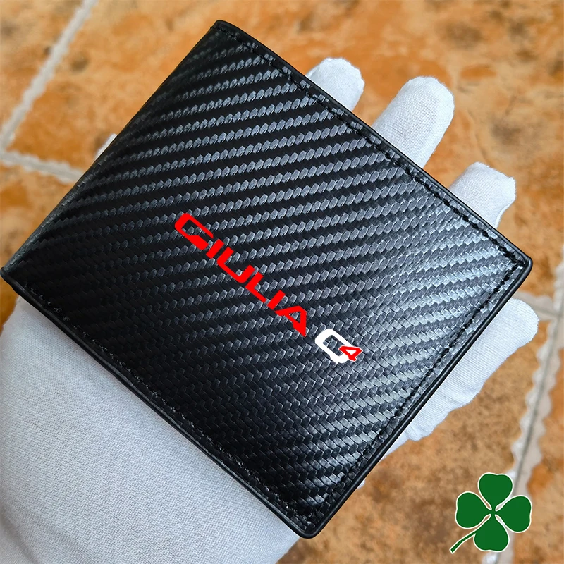 

for alfa romeo giulia Quadrifoglio q4 ti sport car carbon fiber leather wallet Card package