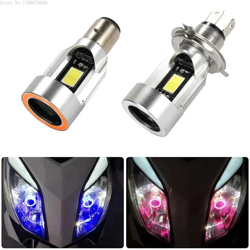 

1Pc Angel Eye 30W H4 LED Motorcycle Headlight Ba20d HS1 H6 Scooter Motorbike Headlamp Light Bulb DRL Accessories 12V-80V IP68 B