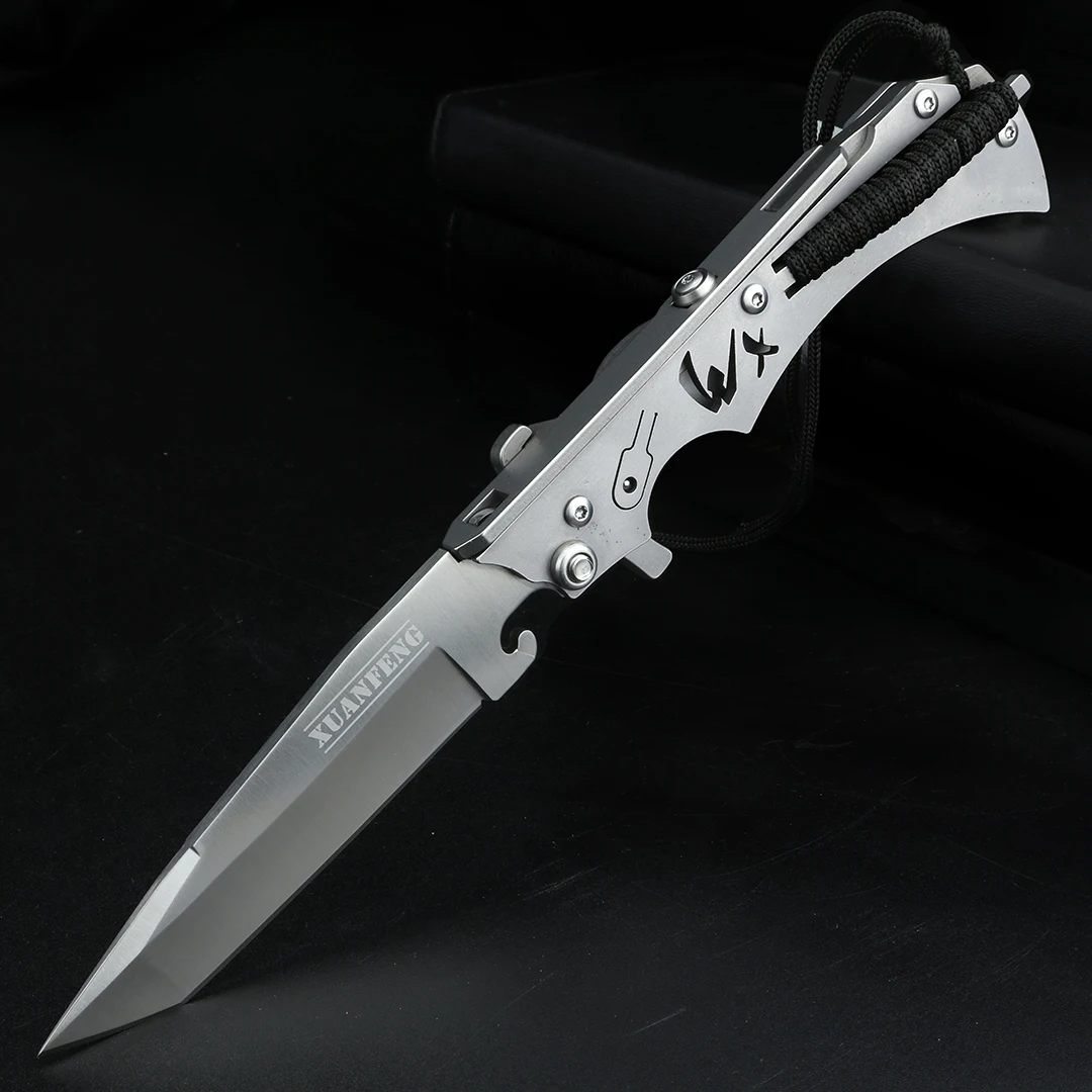 Titanium metal outdoor folding knife self-defense knife High hardness multi-functional camping hunting knife