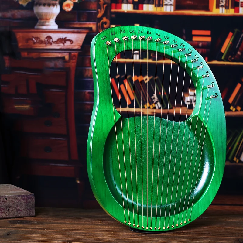 Enlarge Women Design Wooden Lyre Harp Music Instrument Miniature Portable Authentic Lyre Harp Chinese Musikinstrumente Music Supplies