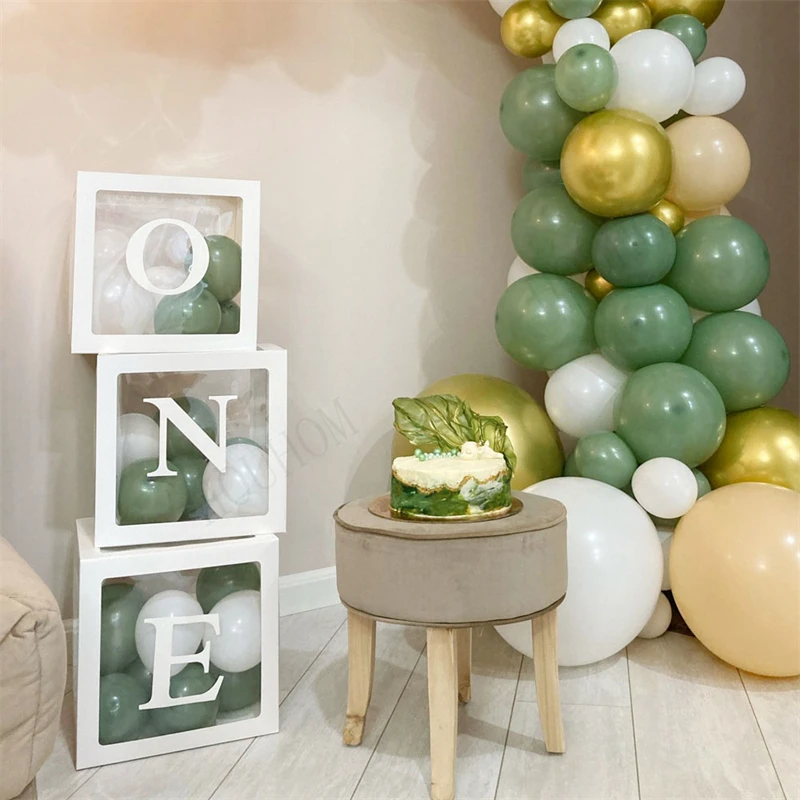

Baby Shower Wedding Decoration Transparent Balloon Box Girl Boy Frist 1st Birthday Party Decoration Kids Balloon Gifts Supplies