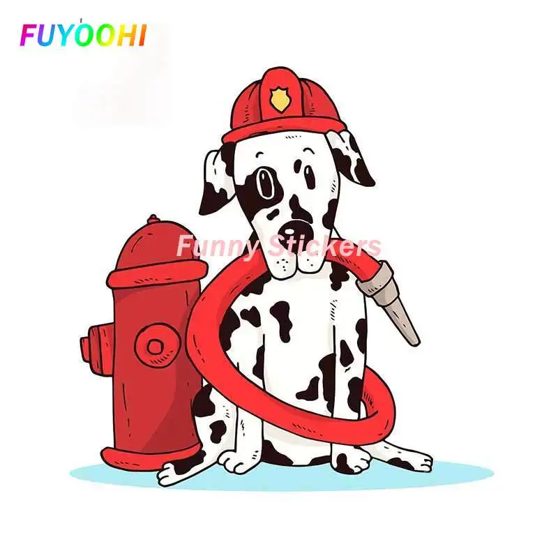 

FUYOOHI Exterior/Protection Funny Stickers Dalmatian Firefighter Car Stickers Bumper Personality Laptop Decal Bumper Decoration